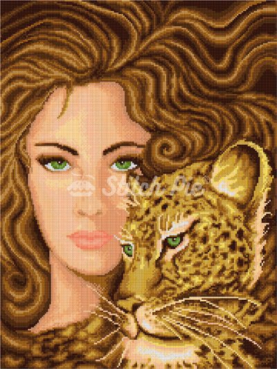 Woman and Leopard (digital pattern)