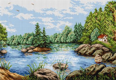 Forest lake (digital pattern)